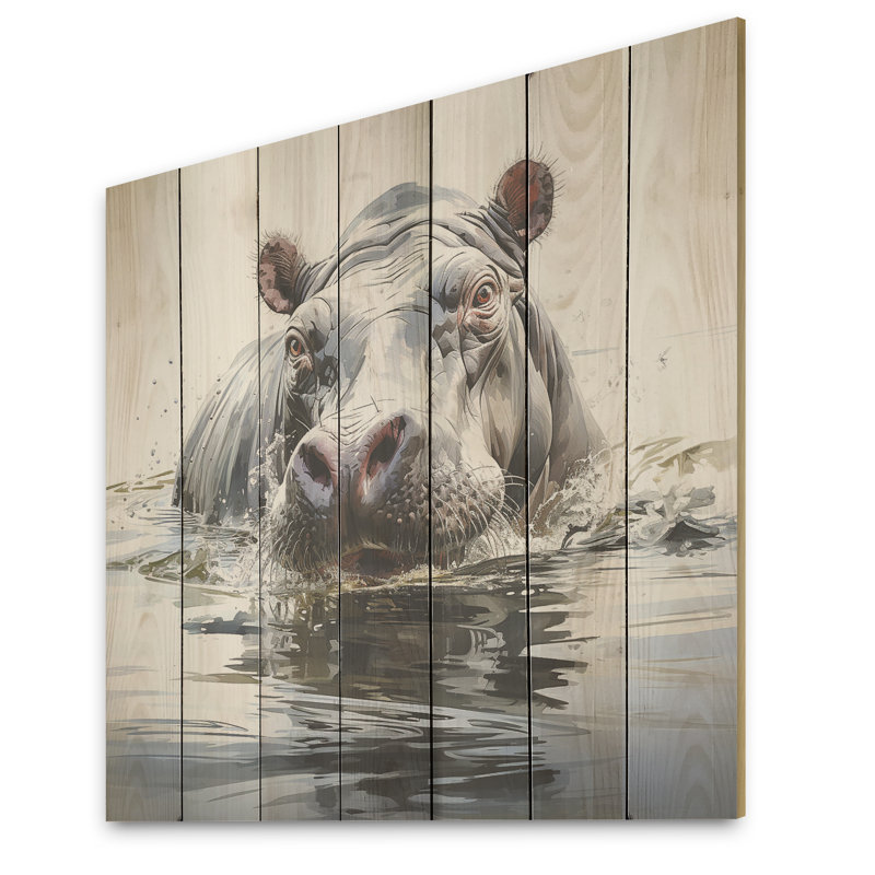 Dakota Fields Grey Majestic Hippo Elegance III - Hippopotamus On